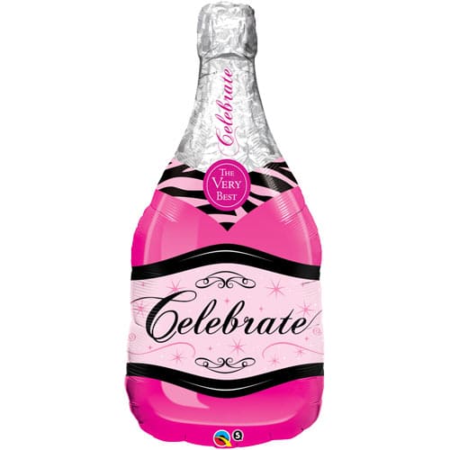 Pink Celebrate Champagne Bottle Supershape Foil Balloon