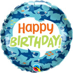 Sharks Happy Birthday 18" Foil Balloon