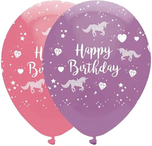Unicorn Fantasy Lilac & Pink Latex Balloons - 6pk