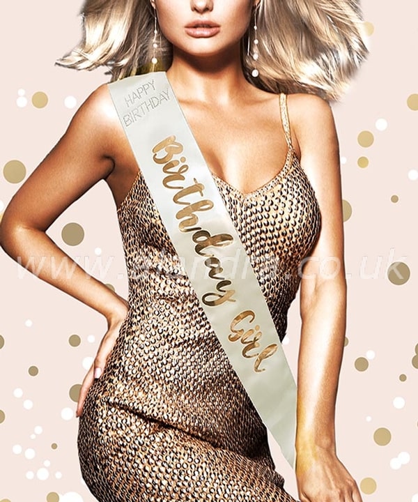 Cream & Gold Birthday Girl Sash