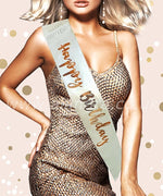 Cream & Gold Happy Birthday Satin Sash