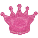 Glittering Pink Large Crown Shape Foil Balloon