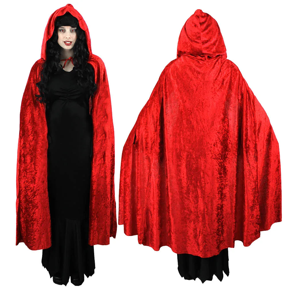 Red Hooded Velour Cape