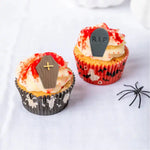 Ghoulish Graveyard Coffins & Tombstones Sugar Toppers - 6pk