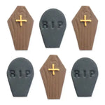 Ghoulish Graveyard Coffins & Tombstones Sugar Toppers - 6pk