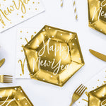 Hexagonal Shaped Gold Happy New Year - 6pk