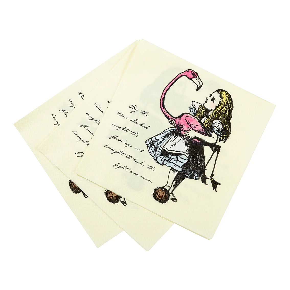 Alice in Wonderland Flamingo & Alice Paper Napkins - 20 Pack