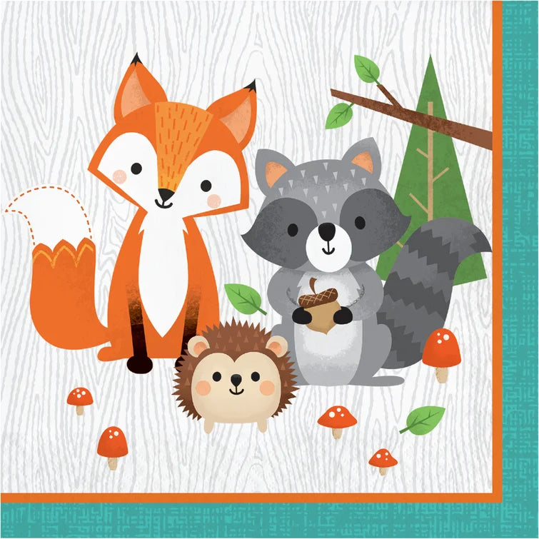 Woodland Animals Party Lunch Napkins - 16pk