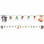 Woodland Animals Happy Birthday Shaped Banner - Each