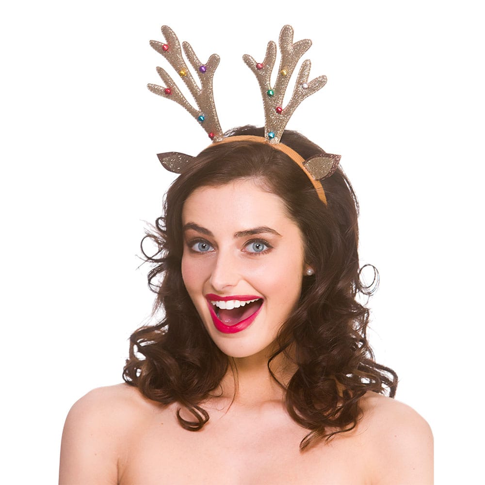 Glitter Reindeer Antlers Festive Headband