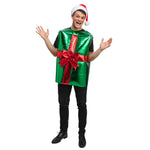 Adult Green Christmas Present Gift Costume with Red Bow