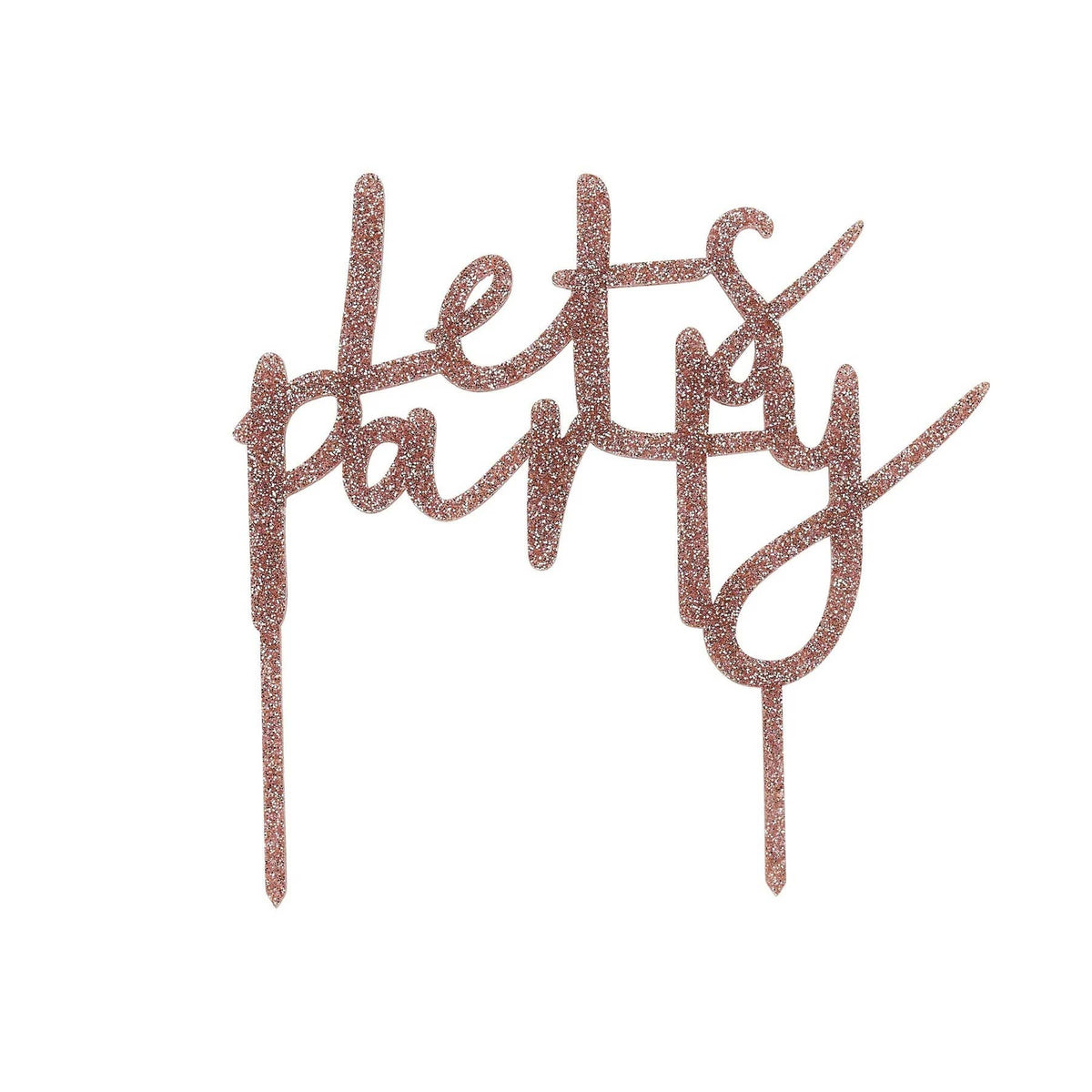 Rose Gold 'Lets Party' Acrylic Cake Topper