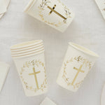 Gold Cross Paper Cups 8 Pack