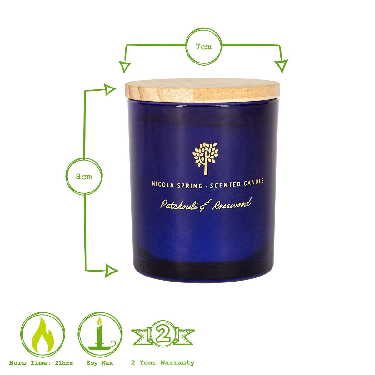 130g Patchouli & Rosewood Wax Scented Candle Nicola Spring