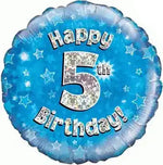 18inch Happy 5th Birthday Blue Holographic Foil Balloon