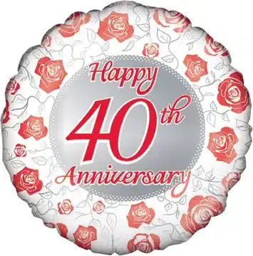 Happy 40th Anniversary Ruby Wedding Foil 18" Balloon