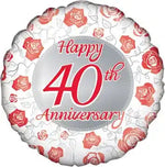 Happy 40th Anniversary Ruby Wedding Foil 18" Balloon