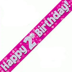 2nd Birthday Girl Pink Sparkle Banner