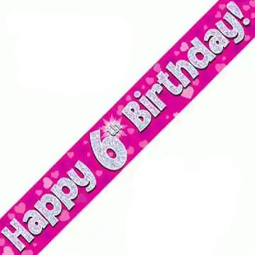 6th Birthday Girl Pink Sparkle Banner