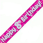 8th Birthday Girl Pink Sparkle Banner