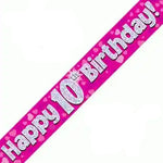 10th Birthday Girl Pink Sparkle Banner