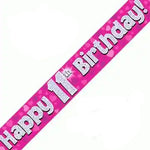 11th Birthday Girl Pink Sparkle Banner