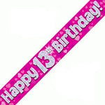 13th Birthday Pink Holographic Banner