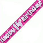 14th Birthday Girl Pink Sparkle Banner