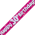 30th Birthday Girl Pink Sparkle Banner
