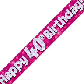 40th Birthday Girl Pink Sparkle Banner