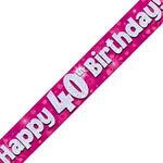 40th Birthday Girl Pink Sparkle Banner