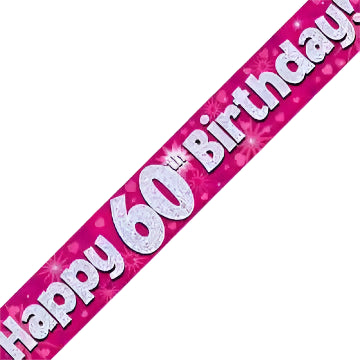 60th Birthday Girl Pink Sparkle Banner