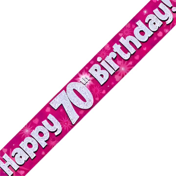 70th Birthday Girl Pink Sparkle Banner