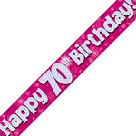 70th Birthday Girl Pink Sparkle Banner