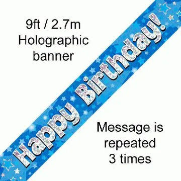 1st Birthday Boy Blue Sparkle Banners - Various