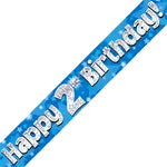 2nd Birthday Boy Blue Sparkle Banner