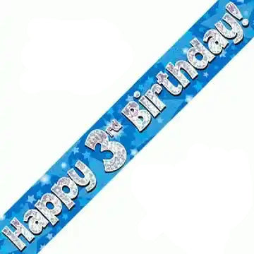 3rd Birthday Boy Blue Sparkle Banner