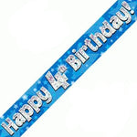 4th Birthday Boy Blue Sparkle Banner