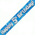 5th Birthday Boy Blue Sparkle Banner