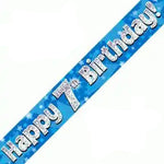 7th Birthday Boy Blue Sparkle Banner