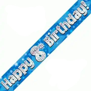 8th Birthday Boy Blue Sparkle Banner