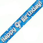 9th Birthday Boy Blue Sparkle Banner