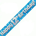 12th Birthday Boy Blue Sparkle Banner