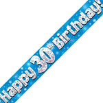 30th Birthday Boy Blue Sparkle Banner