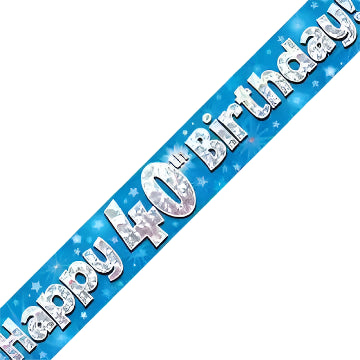 40th Birthday Boy Blue Sparkle Banner