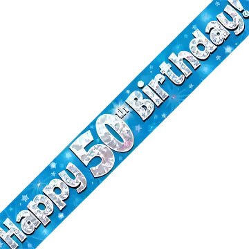 50th Birthday Boy Blue Sparkle Banner