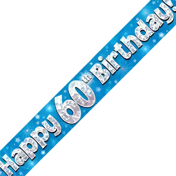 60th Birthday Boy Blue Sparkle Banner