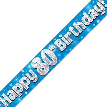 80th Birthday Boy Blue Sparkle Banner