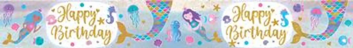 9ft Banner Shimmering Mermaid Birthday Iridescent