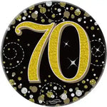 70th Black & Gold 3" Holographic Birthday Badge